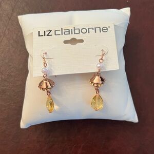 Liz Claiborne Gold and Yellow Teardrop Earrings